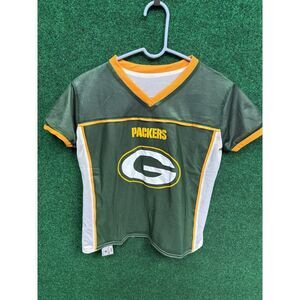 Youth Green Bay Packers NFL Reversible Green & White Flag Football Jersey Large